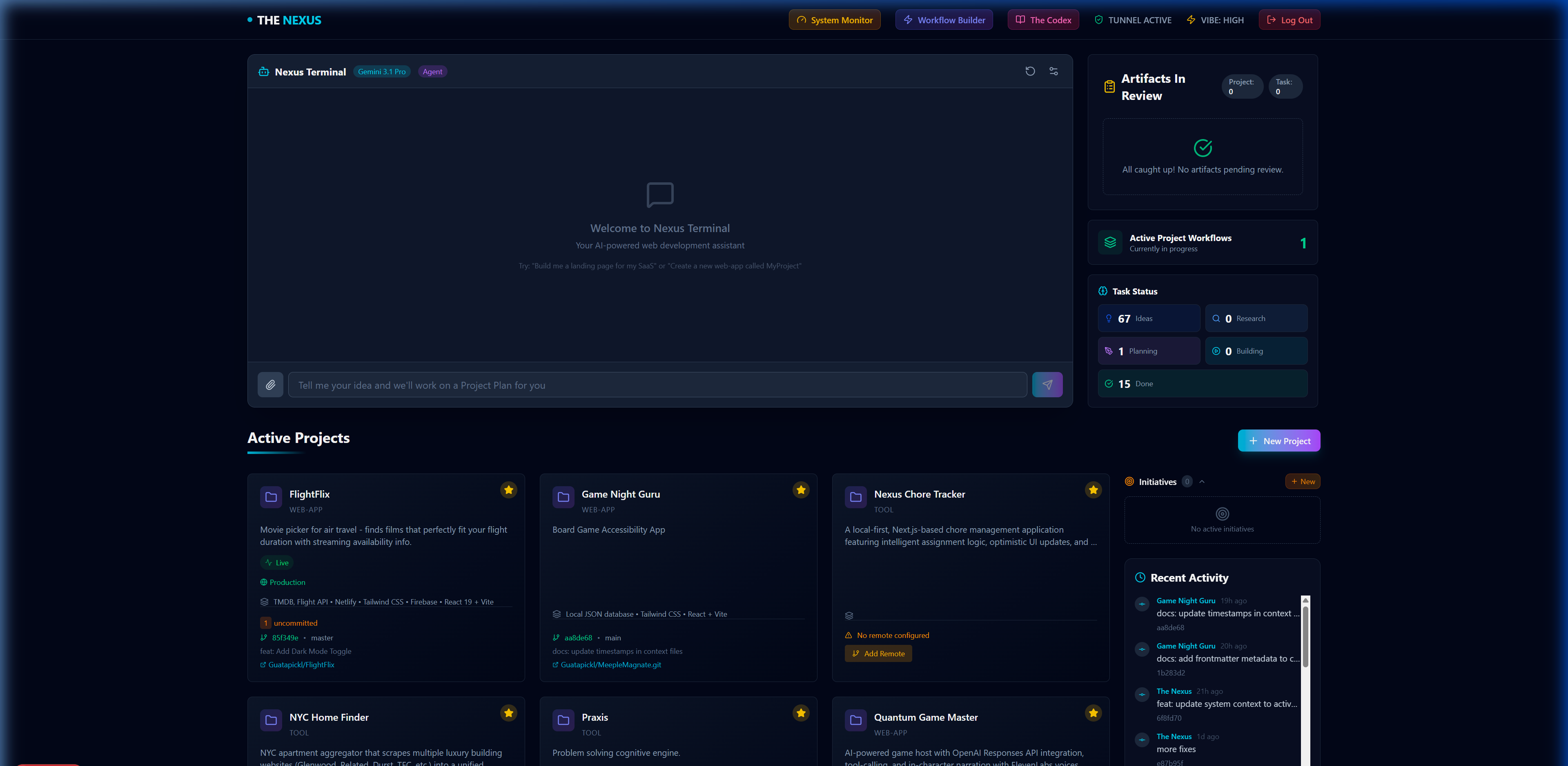 Nexus Dashboard Home
